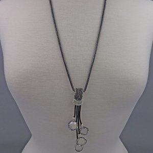 Hematite Pearl Pendant Necklace